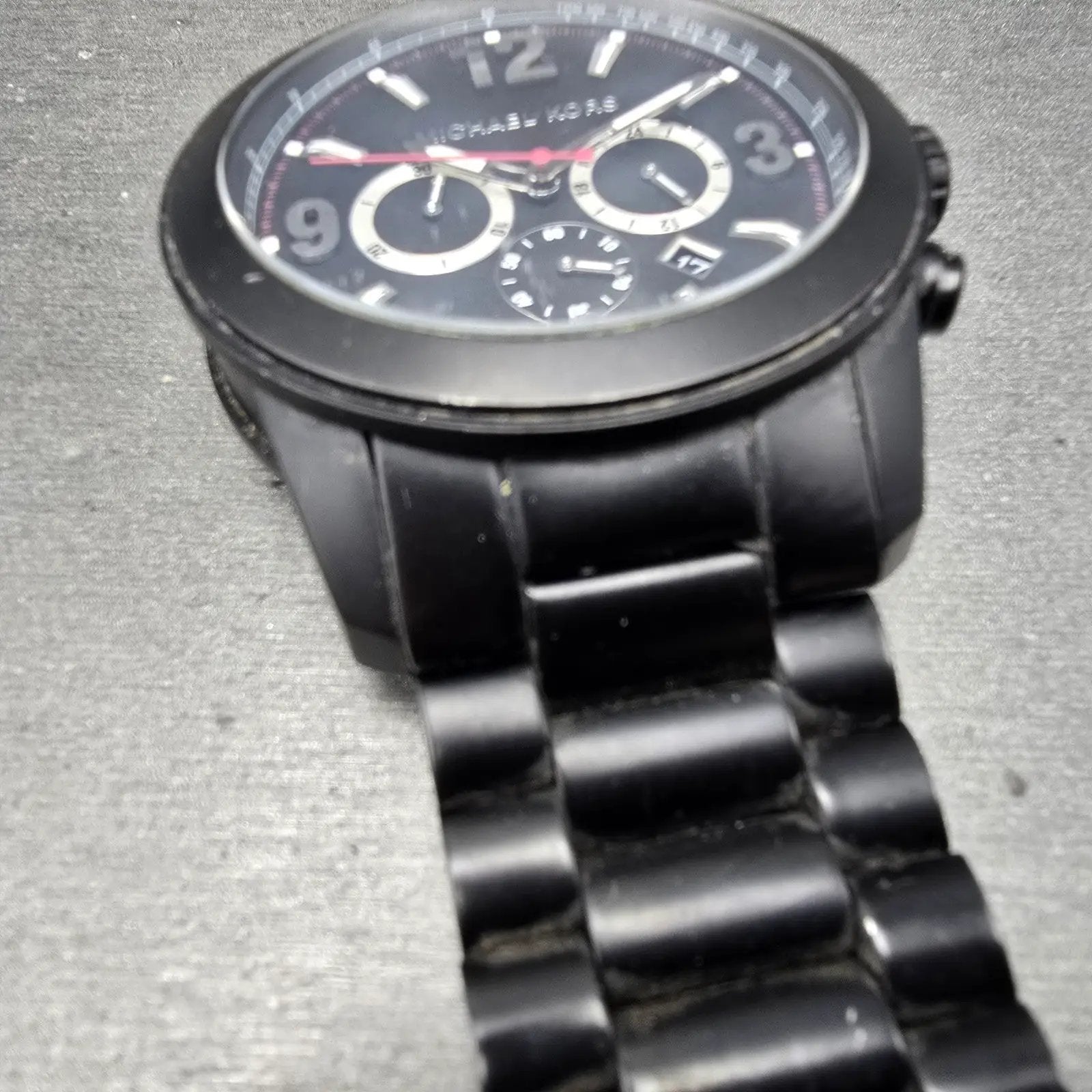 Michael Kors Chronograph Watch Men 51mm Black Dial Black Tone Date MK8196 NewBat6
