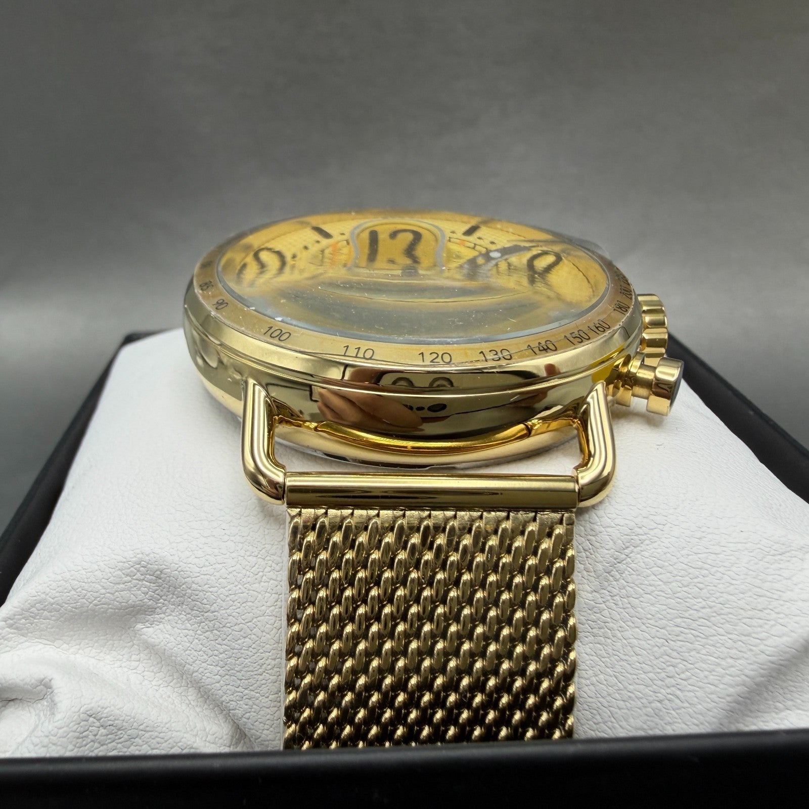 Invicta Speedway Chrono Watch Men 44mm Champagne Dial Gold Tone 69473 Mesh Band2