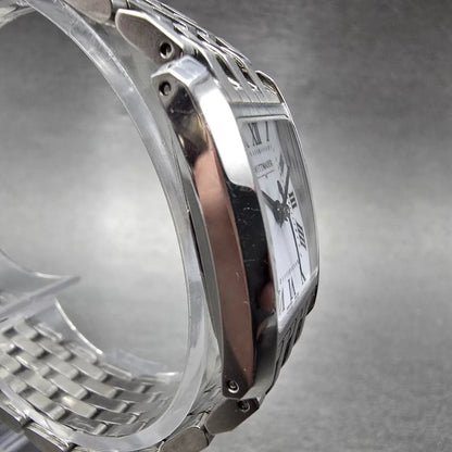 Wittnauer Tank Watch Men 20mm White Dial Silver Tone Rectangle 10L00 New Battery3