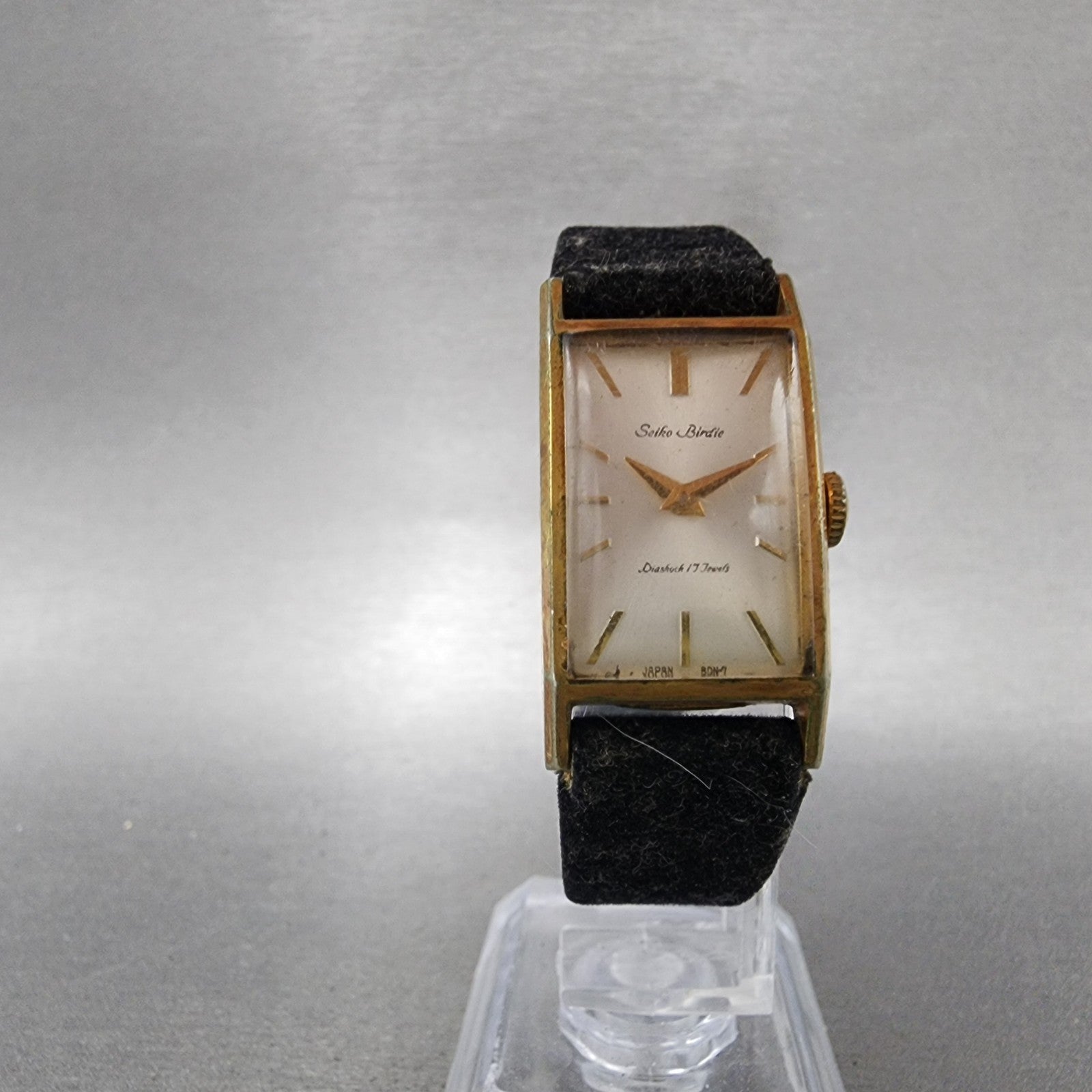 Seiko Birdie Watch Women 17mm White Dial Gold Plated Manual Wind 28019 Runs5
