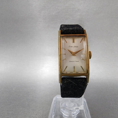 Seiko Birdie Watch Women 17mm White Dial Gold Plated Manual Wind 28019 Runs5