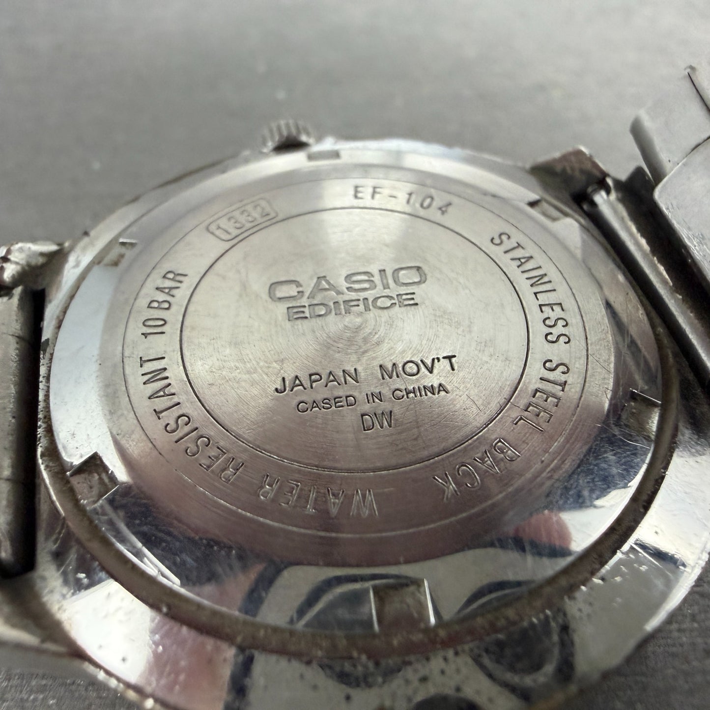 Casio Edifice Watch Men 40mm Gray Dial Silver Tone Date Round EF-104 New Batt9