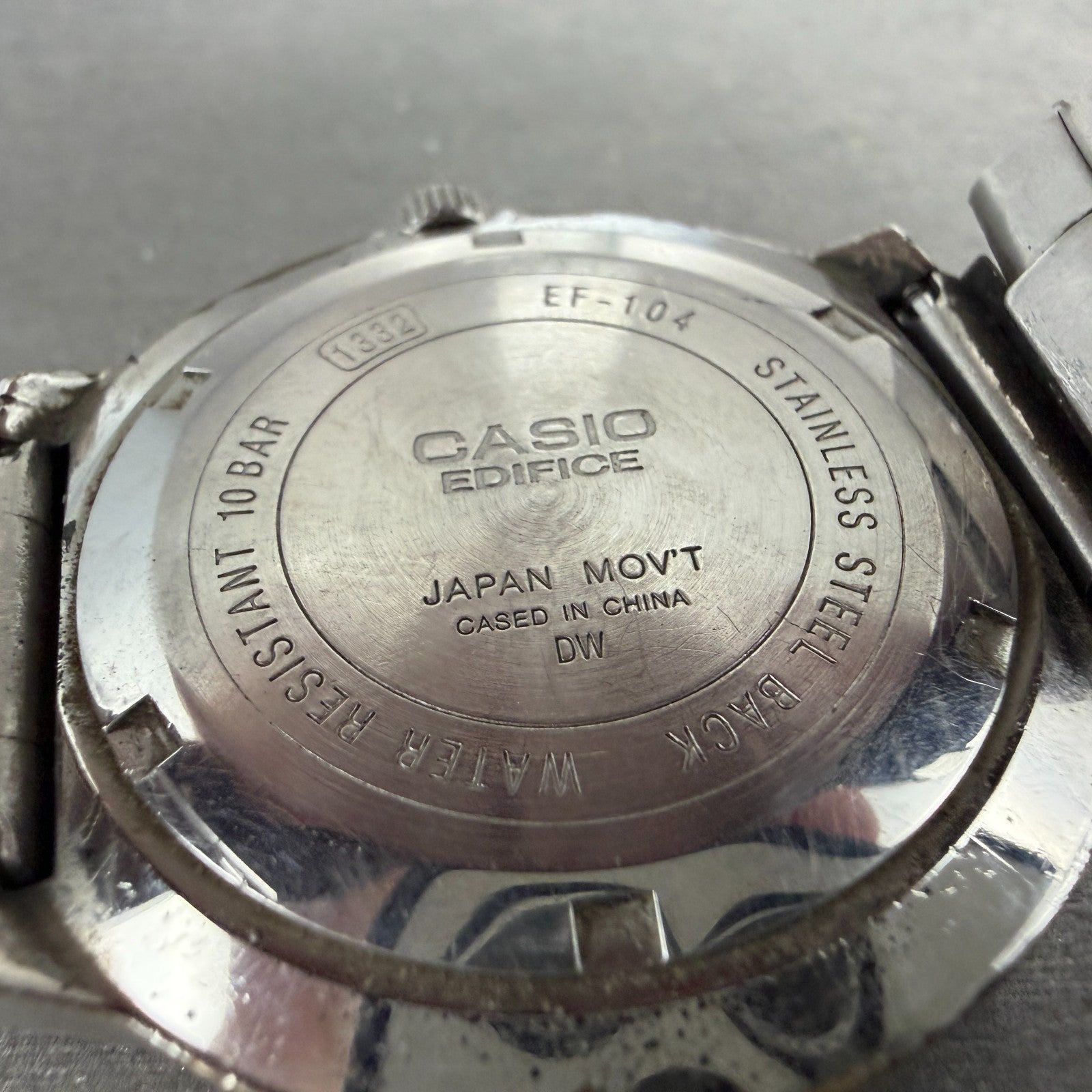 Casio Edifice Watch Men 40mm Gray Dial Silver Tone Date Round EF-104 New Batt9