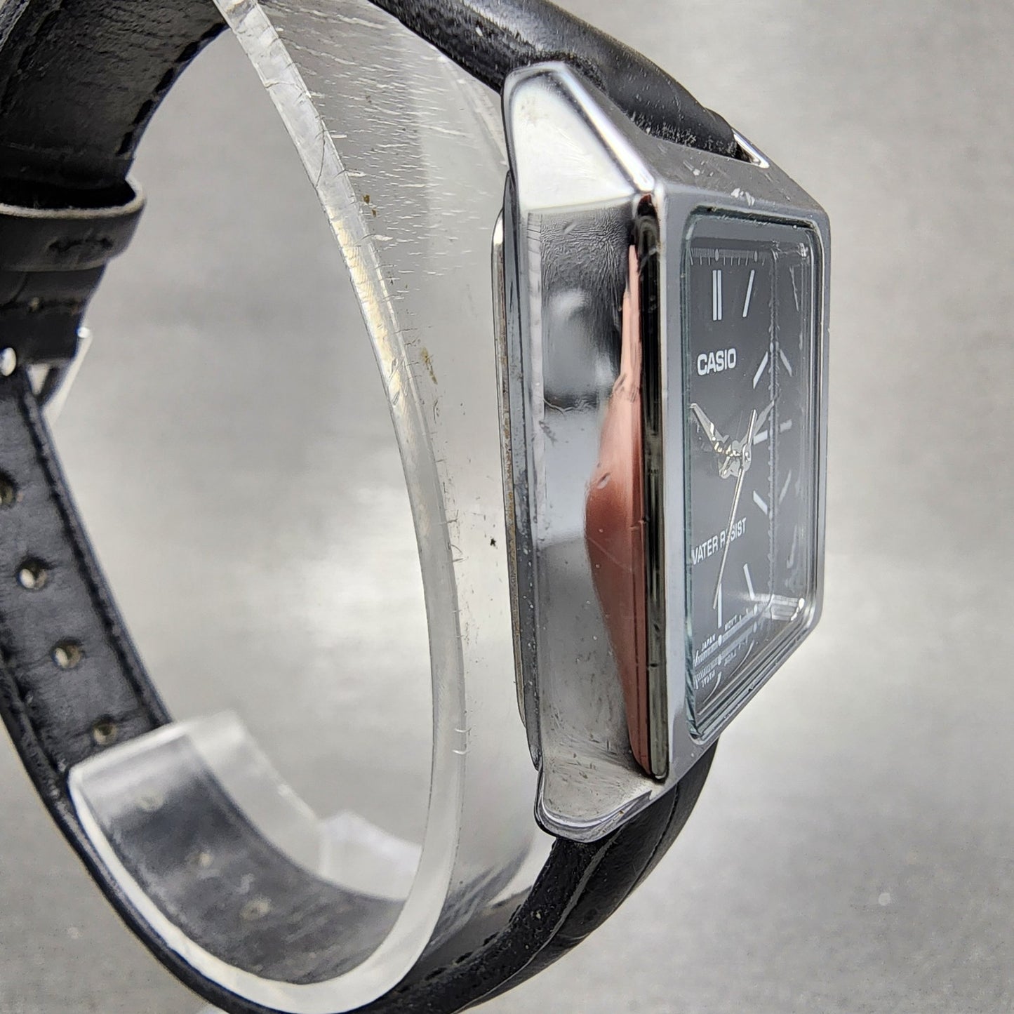 Casio Tank Watch Women 22mm Black Dial Silver Tone Rectangle LTPV007 NewBattery3