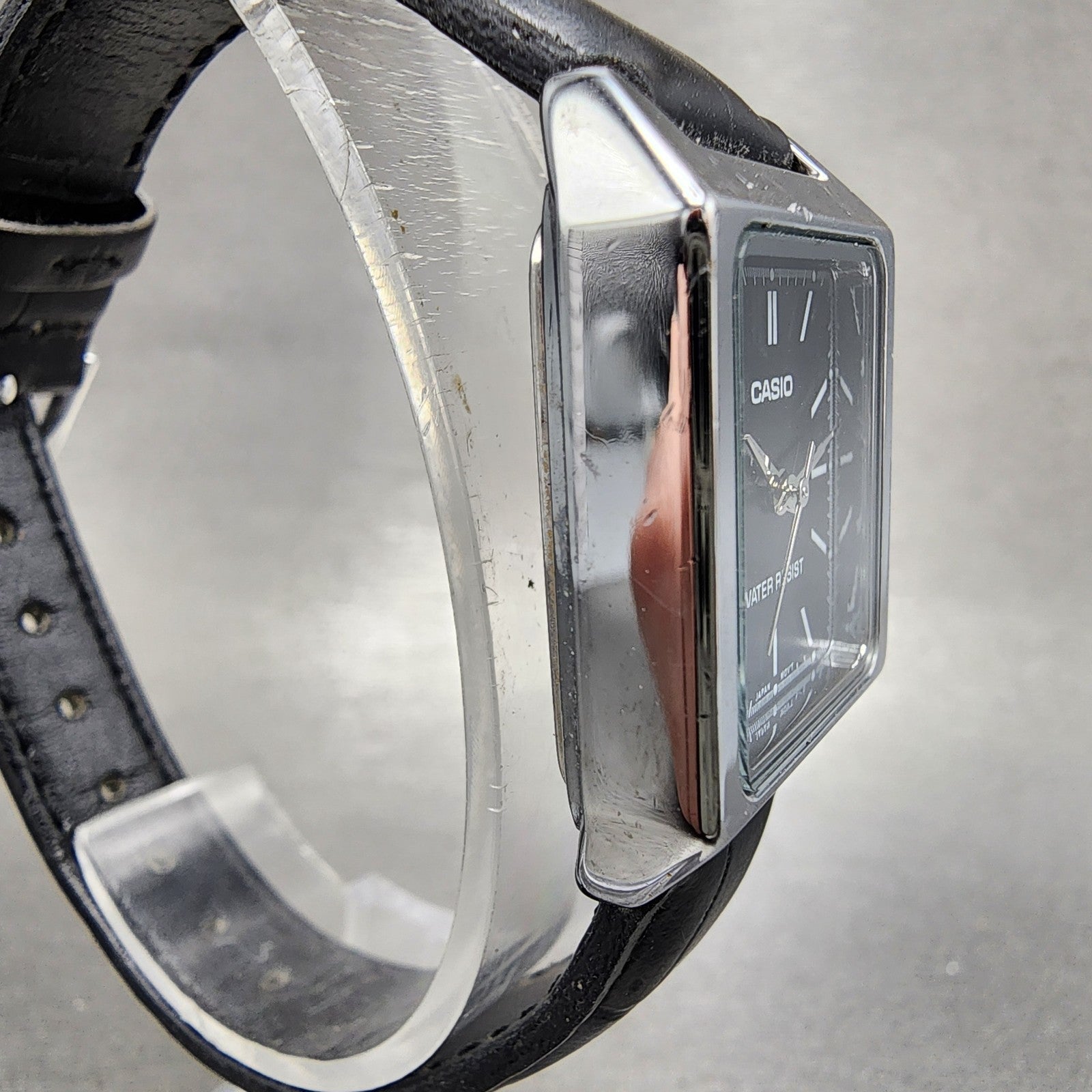 Casio Tank Watch Women 22mm Black Dial Silver Tone Rectangle LTPV007 NewBattery3