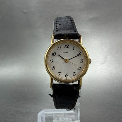Seiko Watch Women 22mm White Dial Gold Tone Round 2P21-0A20 New Battery VTG HG55
