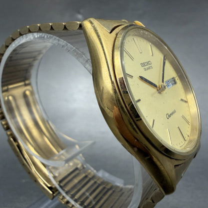 Seiko Chronos Watch Men 33mm Champagne Dial Gold Tone Daydate 8123-7080 PARTS4