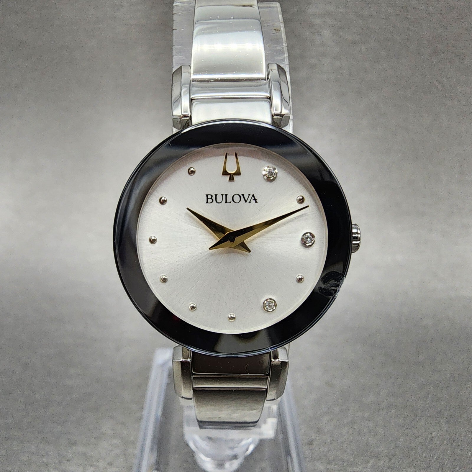 Bulova Marc Anthony Watch Women 26mm White Dial Silver Tone Diamond Accents B1230