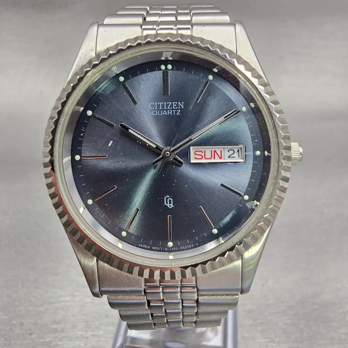 Citizen President Watch Men 35mm Blue Dial Silver Daydate 1102-R12527 New Batt0