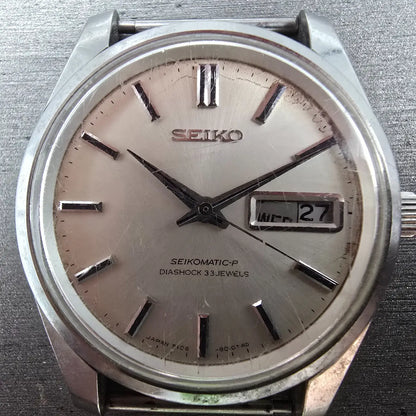 Seiko Seikomatic-P Watch men 37mm White Dial Steel Daydate 5106-8010 JDM PARTS2