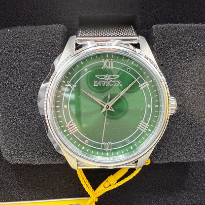 Invicta Celestial Watch Men 43mm Green Dial Silver Round Mesh Band 484820