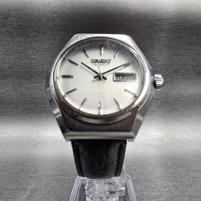 Orient Watch Men 38mm Silver Dial Silver Tone Daydate Round I029110-70 New Batt5