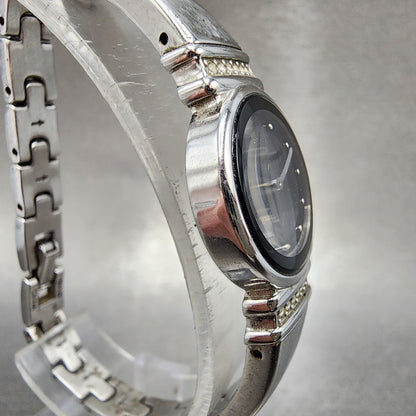 Seiko Watch Women 21mm Black Dial Silver Tone Round 1N000SC0 New Battery3