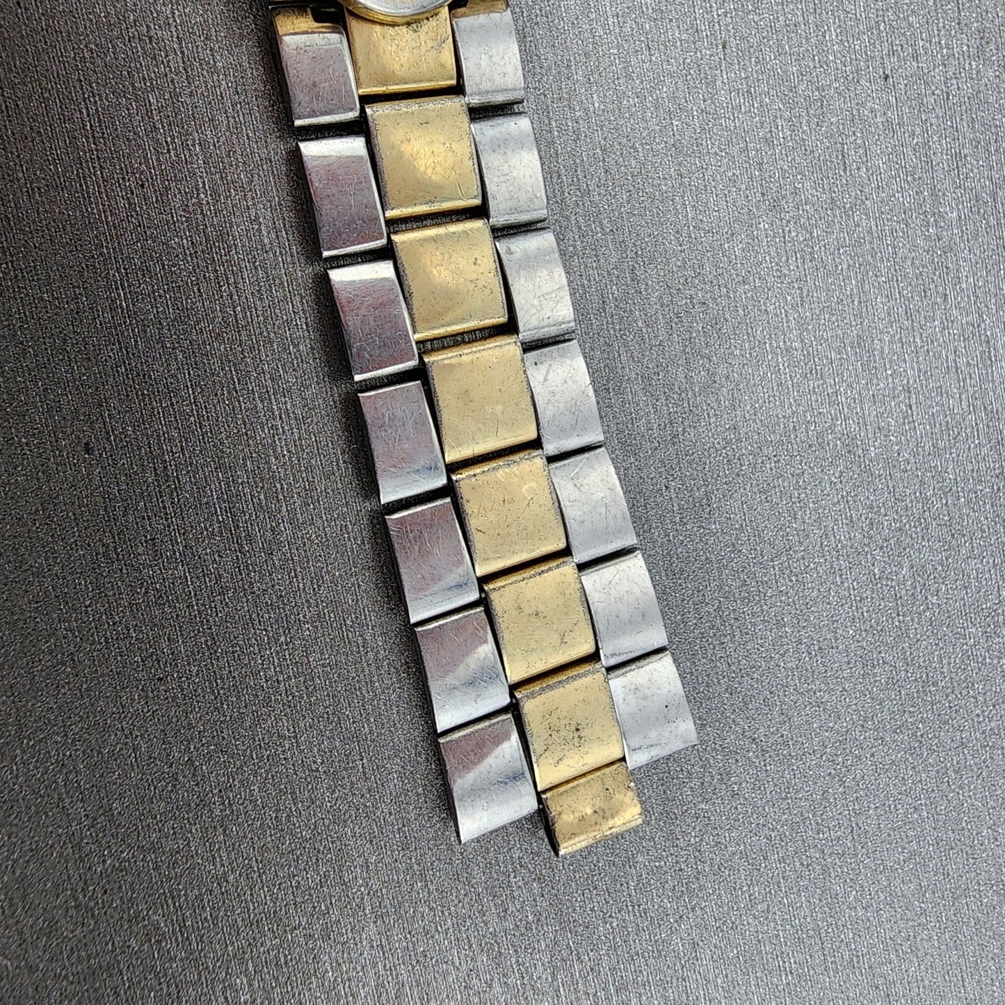 VTG Seiko Watch Bracelet 19mm Two Tone Gold&Silver Tri Folding Claps4