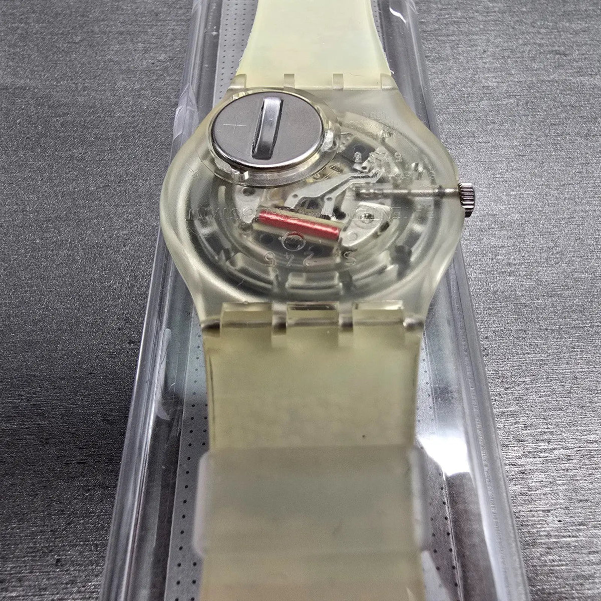 Swatch The People Watch Men 34mm Blue Dial Clear Case GZ126 New Battery NOS14