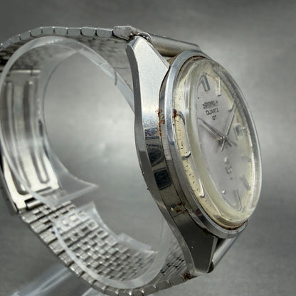 Seiko QT Watch Men 36mm Silver Dial Silver Tone Date Round 0822-8020 New Battery3