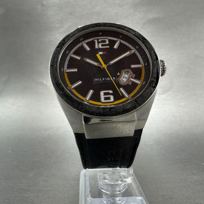 Tommy Hilfiger Watch Men 43mm Black Dial Steel Date Round New battery5