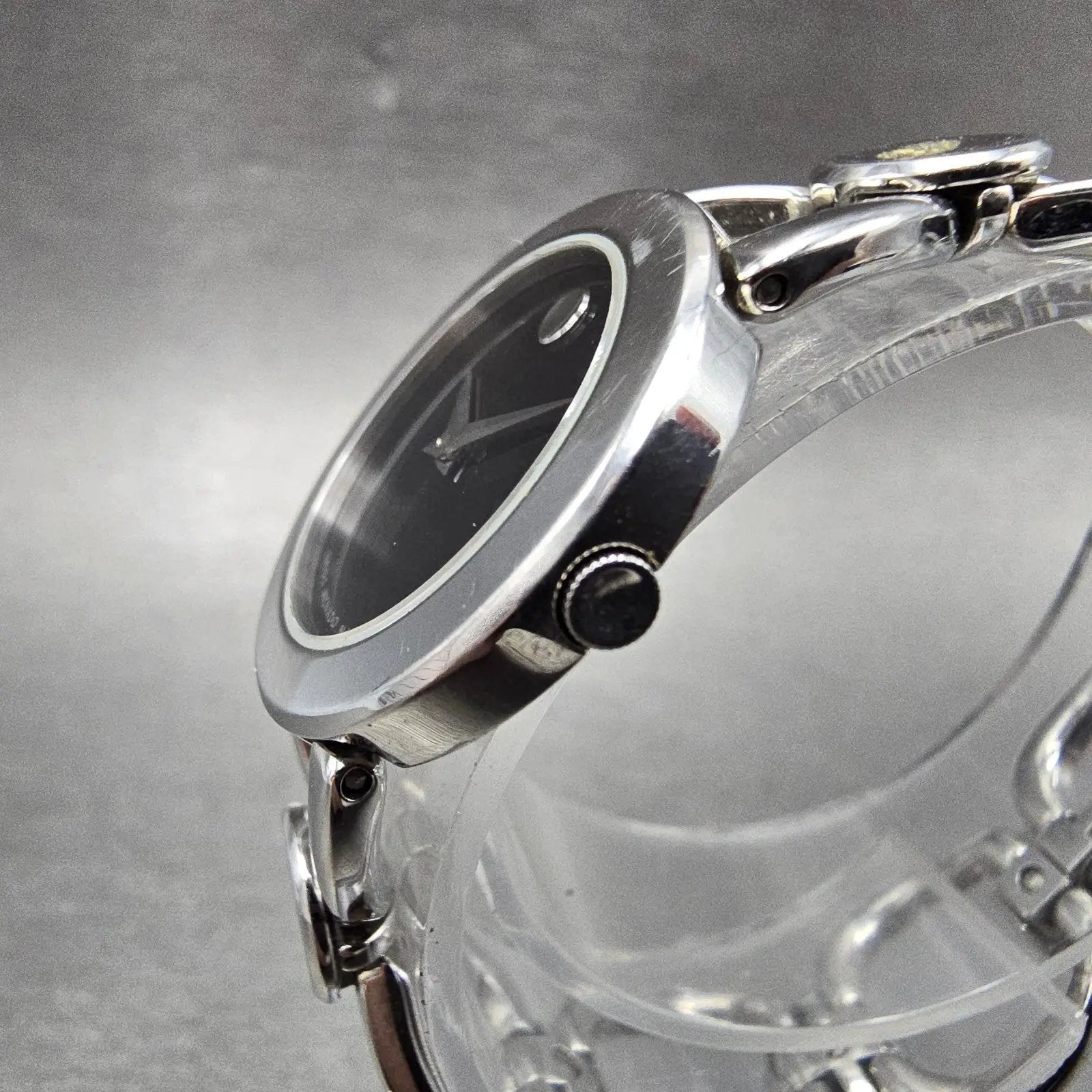 Movado Rondiro Watch Women 25mm Black Dial Steel 0605971 New Battery2