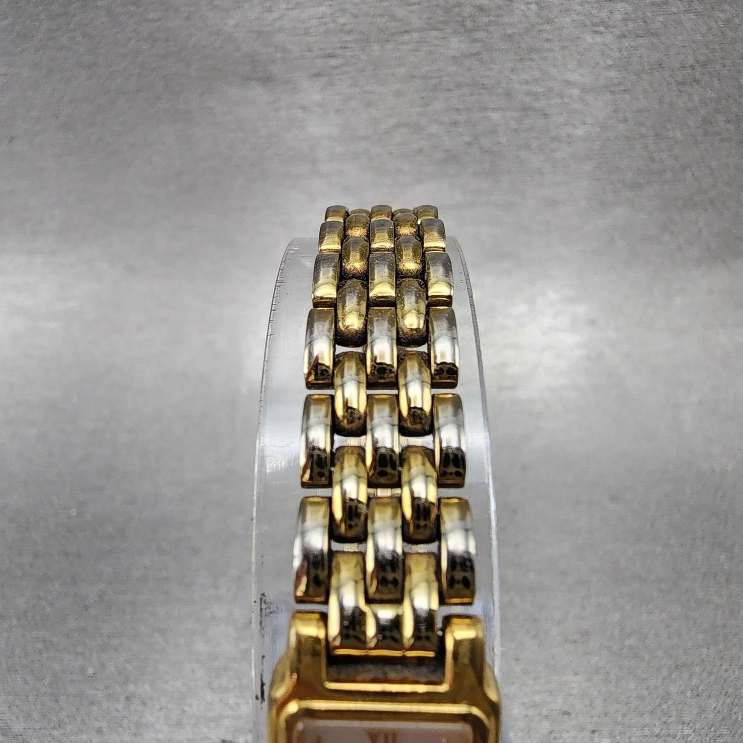 Seiko Tank Watch Women 13mm Silver Tone Gold Tone Rectangle 2e206859 NewBattery4