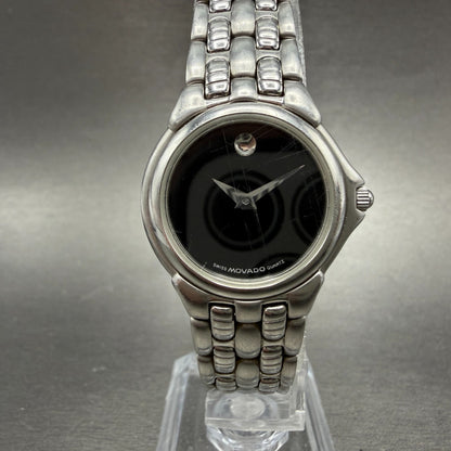 Movado Museum Watch Women 25mm Black Dial Steel Round 84-E4-9823 New Battery0