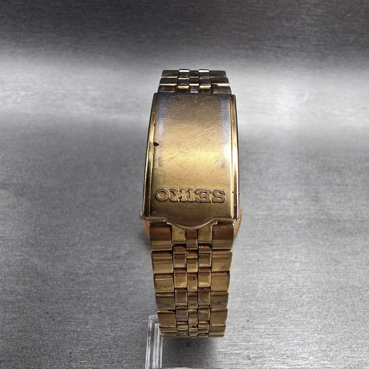 Seiko SQ Watch Men 35mm Black Dial Gold Tone Daydate Round 5Y23-8049 New Batt KL7