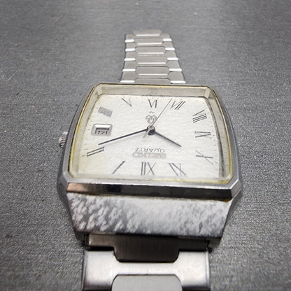 Seiko watch Men 33mm White Textured Dial Silver Tone Date 0842-5010 New Battery