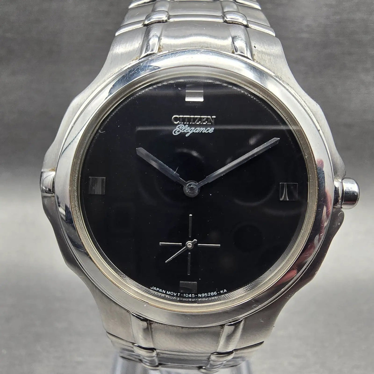 Citizen Elegance Mens Watch 38mm Black Dial Silver Tone Round 1045-S76540 NewBat1