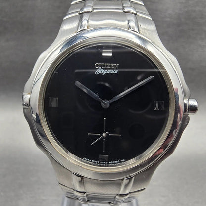 Citizen Elegance Mens Watch 38mm Black Dial Silver Tone Round 1045-S76540 NewBat1