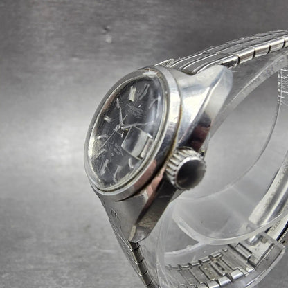 Seiko Automatic Watch Women 23mm Black Dial Silver Tone Date 2205-0190 Runs2