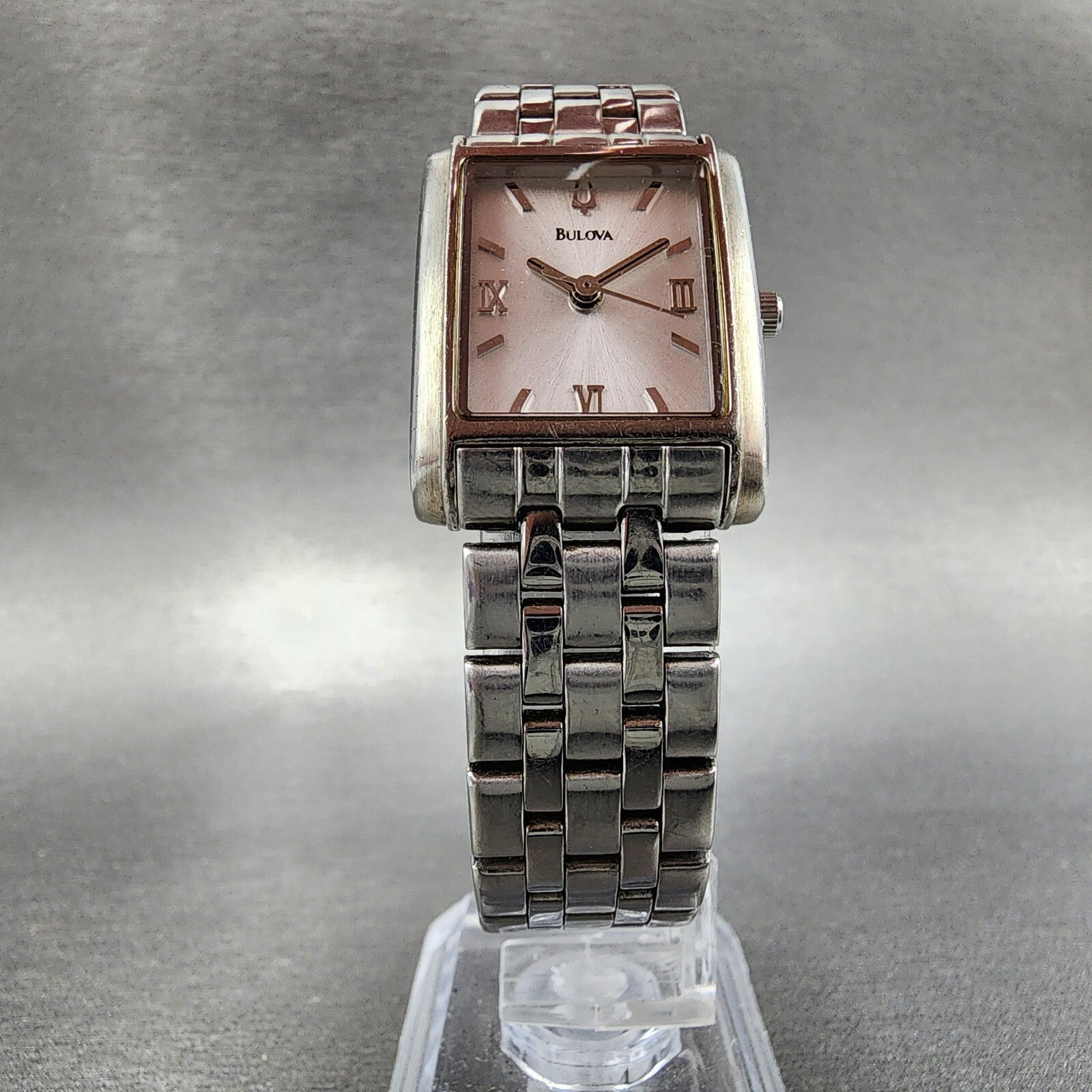 Bulova Tank Watch Women 22mm Silver Dial Steel Rectangle 96L006 New Battery5