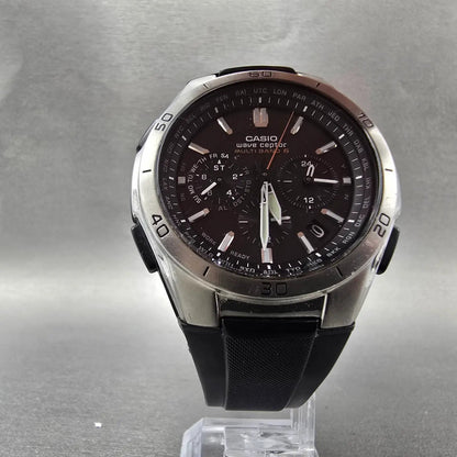 Casio Waveceptor WVQ-M410 Watch Men 43mm Black Dial Silver Tone Date Solar Runs5