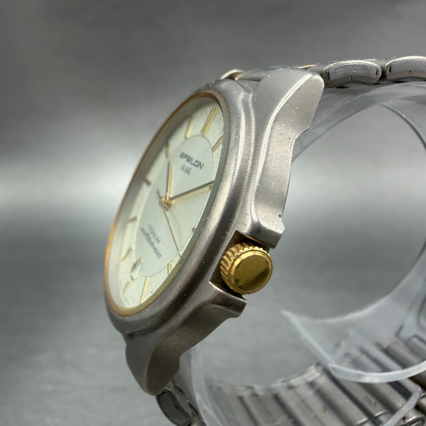 Seiko Alba Epsilon Watch Men 34mm Champagne Titanium Two Tone Date New Battery2