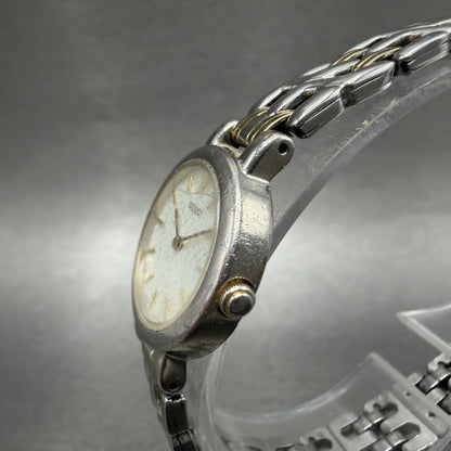 Seiko Watch Women 21mm White Dial Two Tone Round 1N00-1E09 New Battery ABC2