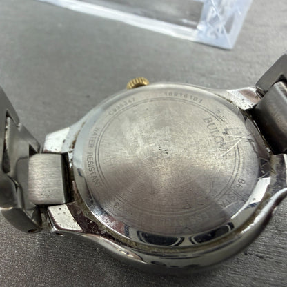 Bulova Watch Women 28mm Blue Dial Two Tone Round 98R223 Diamond Bezel New Batt9