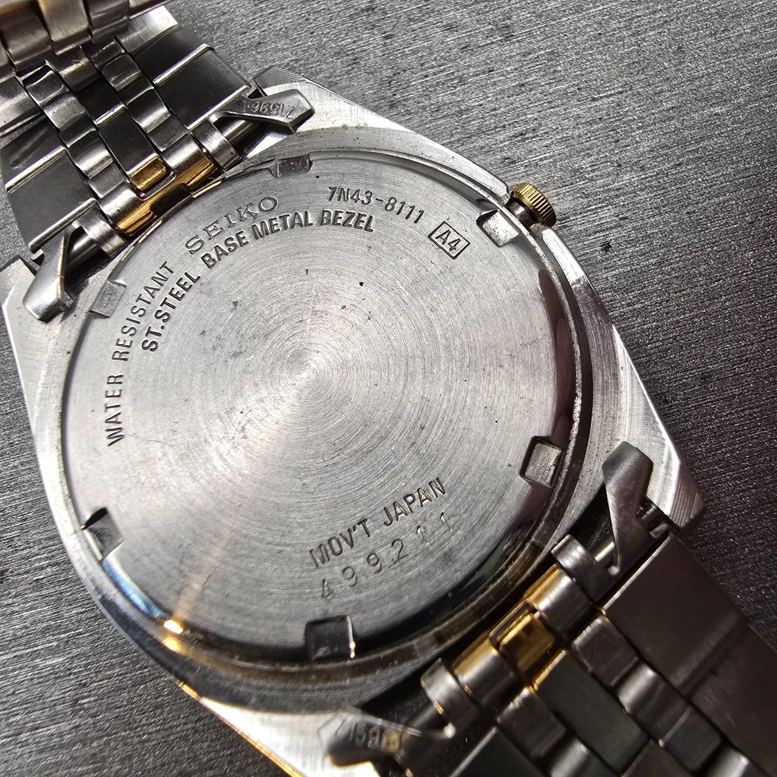 Seiko President Watch Men 35mm Silver Dial Two Tone Daydate 7N43-8111 New Batt10