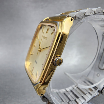Seiko Spirit Tank Watch Men 27mm Gold Dial Gold Tone Rectangle 5E315B50 New Bat2