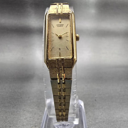 Citizen CQ Watch Women 13nn Champagne Dial Gold Tone 5421-S18523 New Battery VTG5