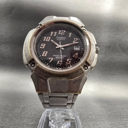 Casio MTP-3036 Watch Men 41mm Black Dial Silver Tone Date Round VTG New Battery5
