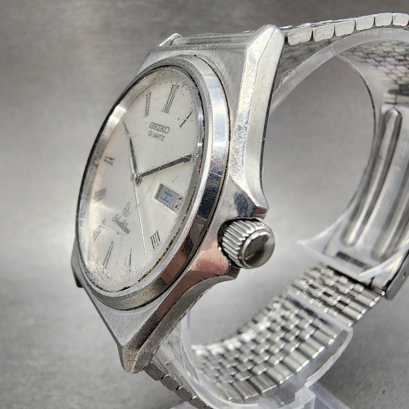 Seiko SilverWave Watch Men 35mm Silver  Dial Steel Daydate 59337020 New Battery2