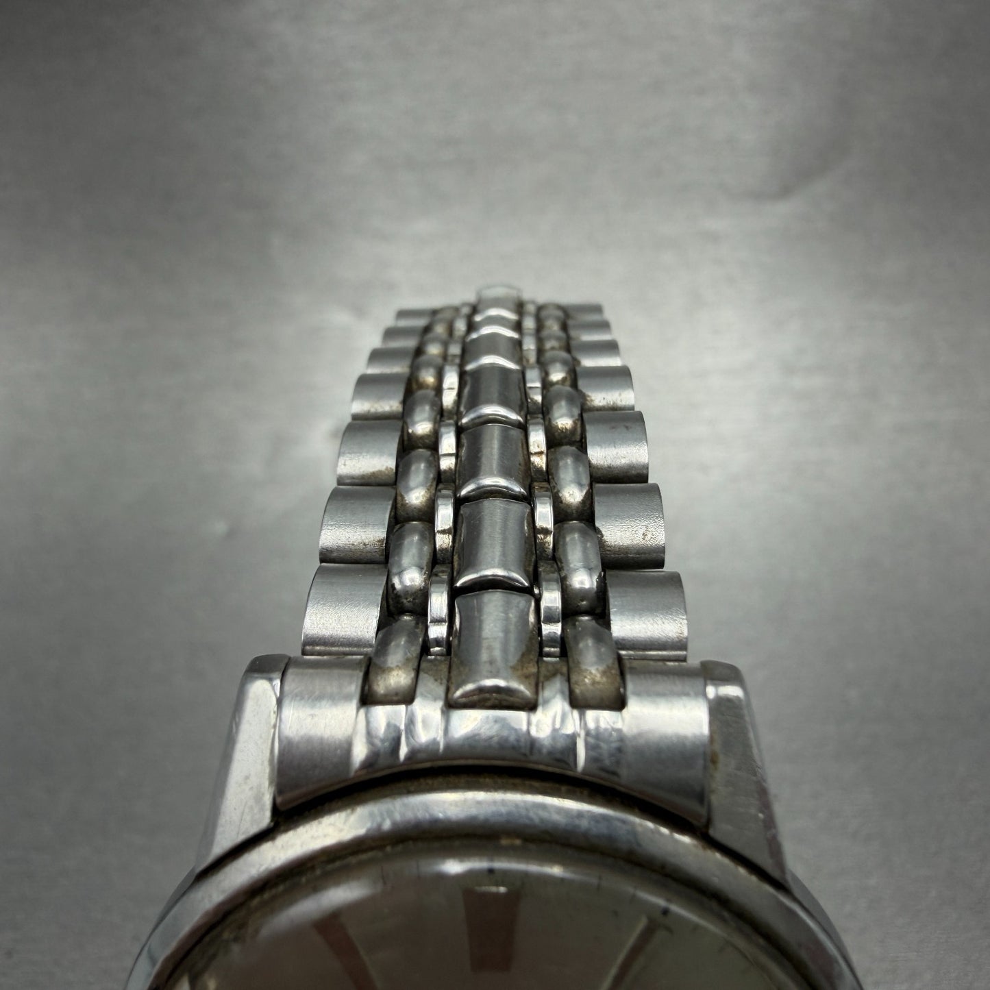 Seiko Sportsman Watch Men 36mm Silver Dial Silver Tone Date Manual 14112 Runs4