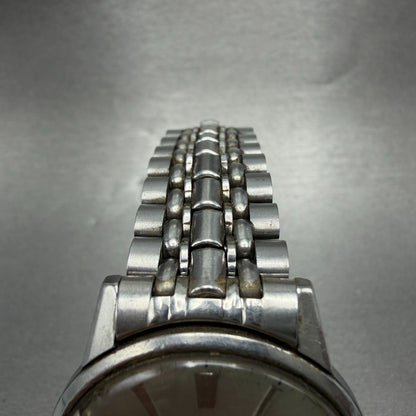 Seiko Sportsman Watch Men 36mm Silver Dial Silver Tone Date Manual 14112 Runs4