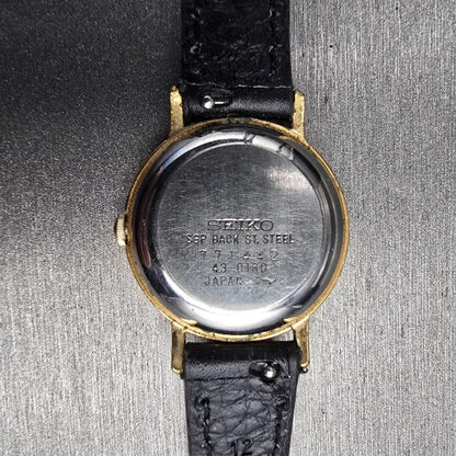 Seiko Watch Women 25mm Silver Dial Gold Tone Round 43-1060 New Battery Vintage L10