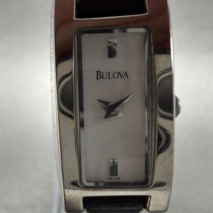 Bulova Tank Watch Women 14mm White Dial Silver Tone Rectangle 96L48 New Battery1
