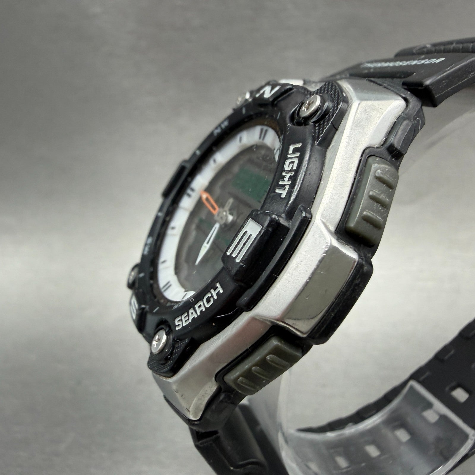 Casio Fishing Gear Watch Men 46mm Analog Digital Black Silver AQW-101 New BattAD2
