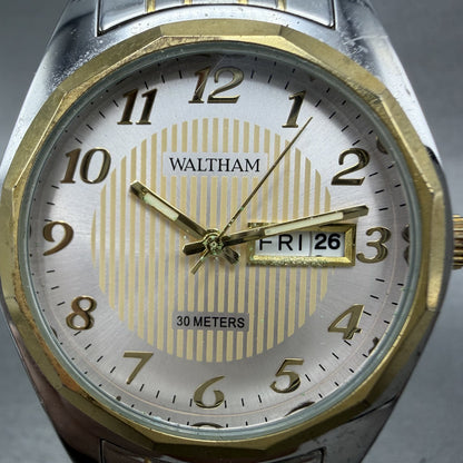 Waltham Watch Men 37mm Silver Dial Two Tone Daydate Round New Battery1