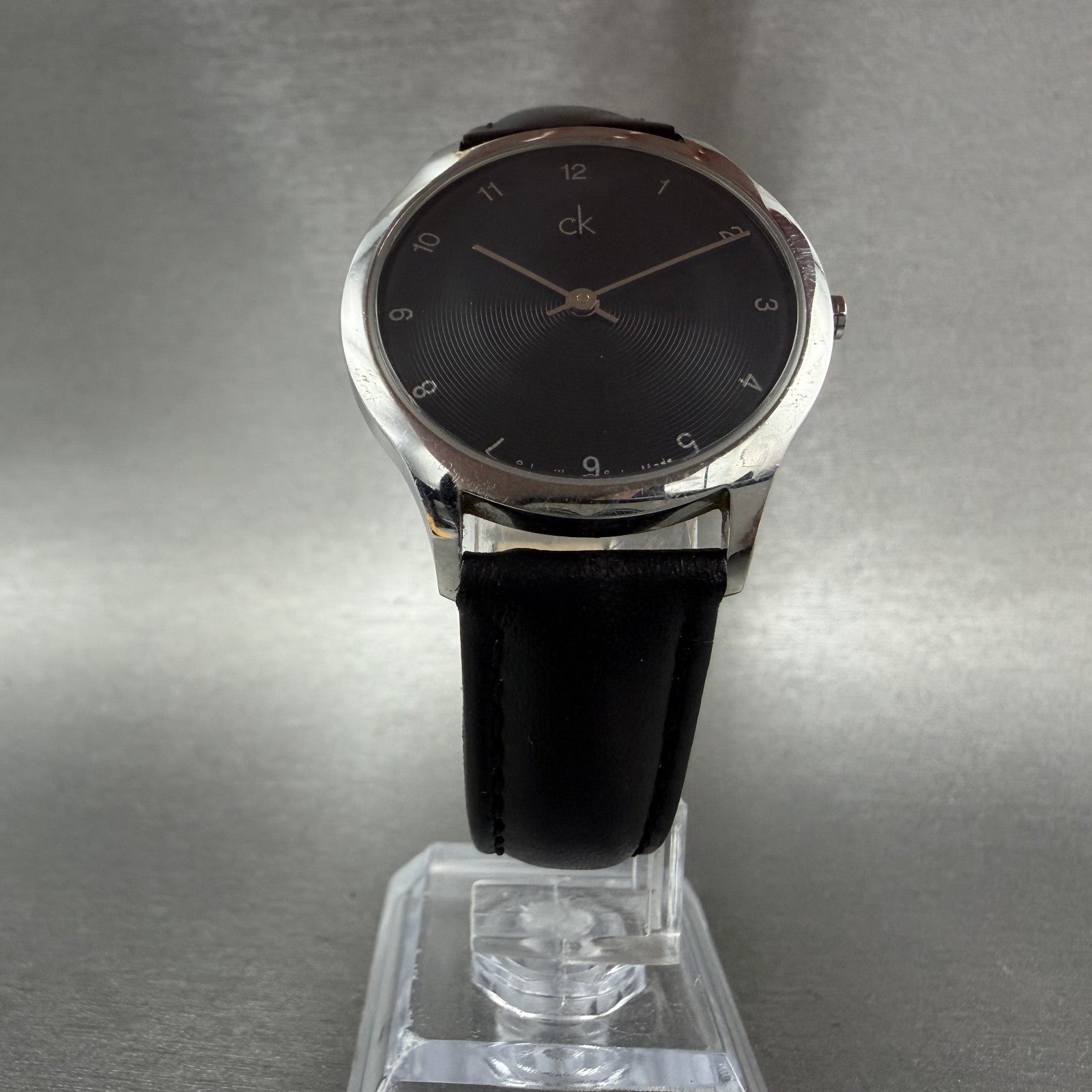 Calvin Klein Watch Men 32mm Black Dial Silver Tone Round K26221 New Battery5