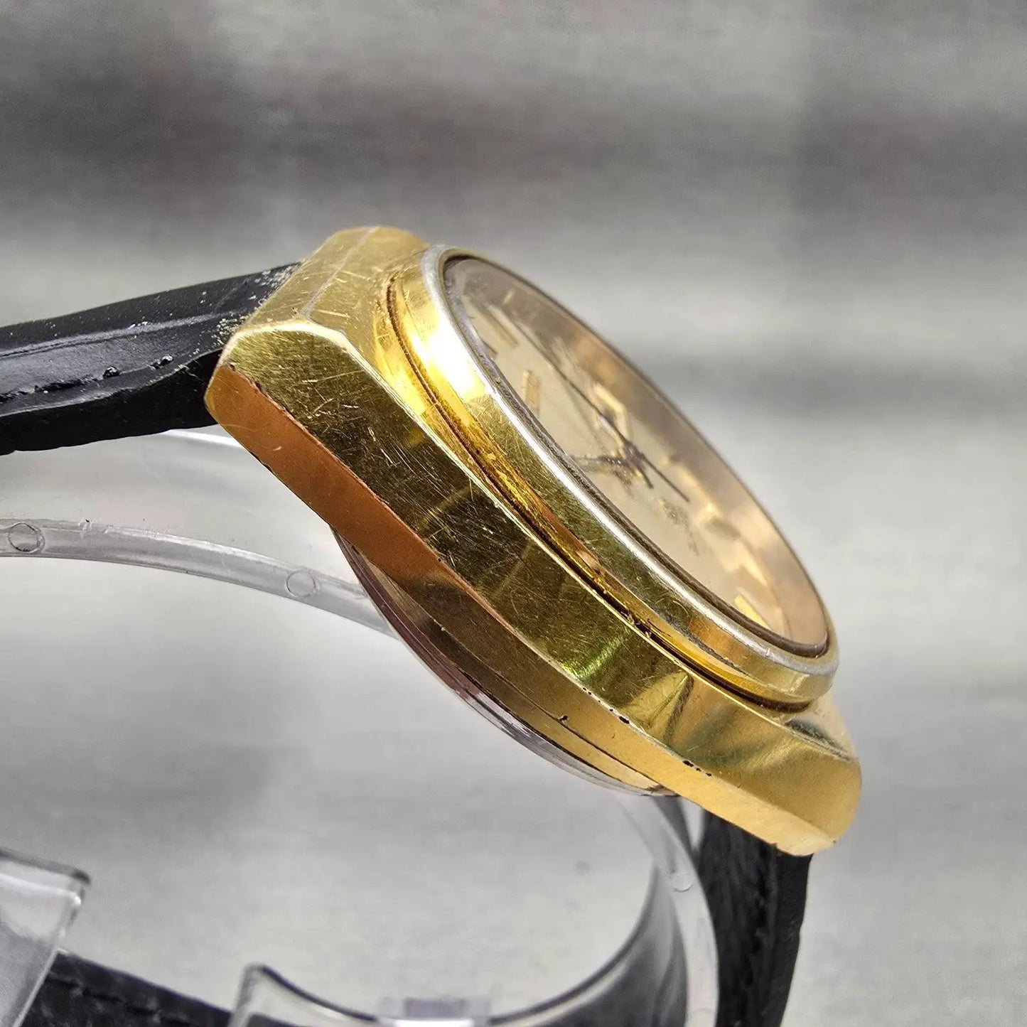 Seiko SQ Watch Men 35mm Gold Dial Gold Tone Daydate Round 4633-8009 New Battery3