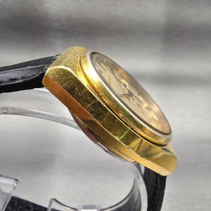 Seiko SQ Watch Men 35mm Gold Dial Gold Tone Daydate Round 4633-8009 New Battery3