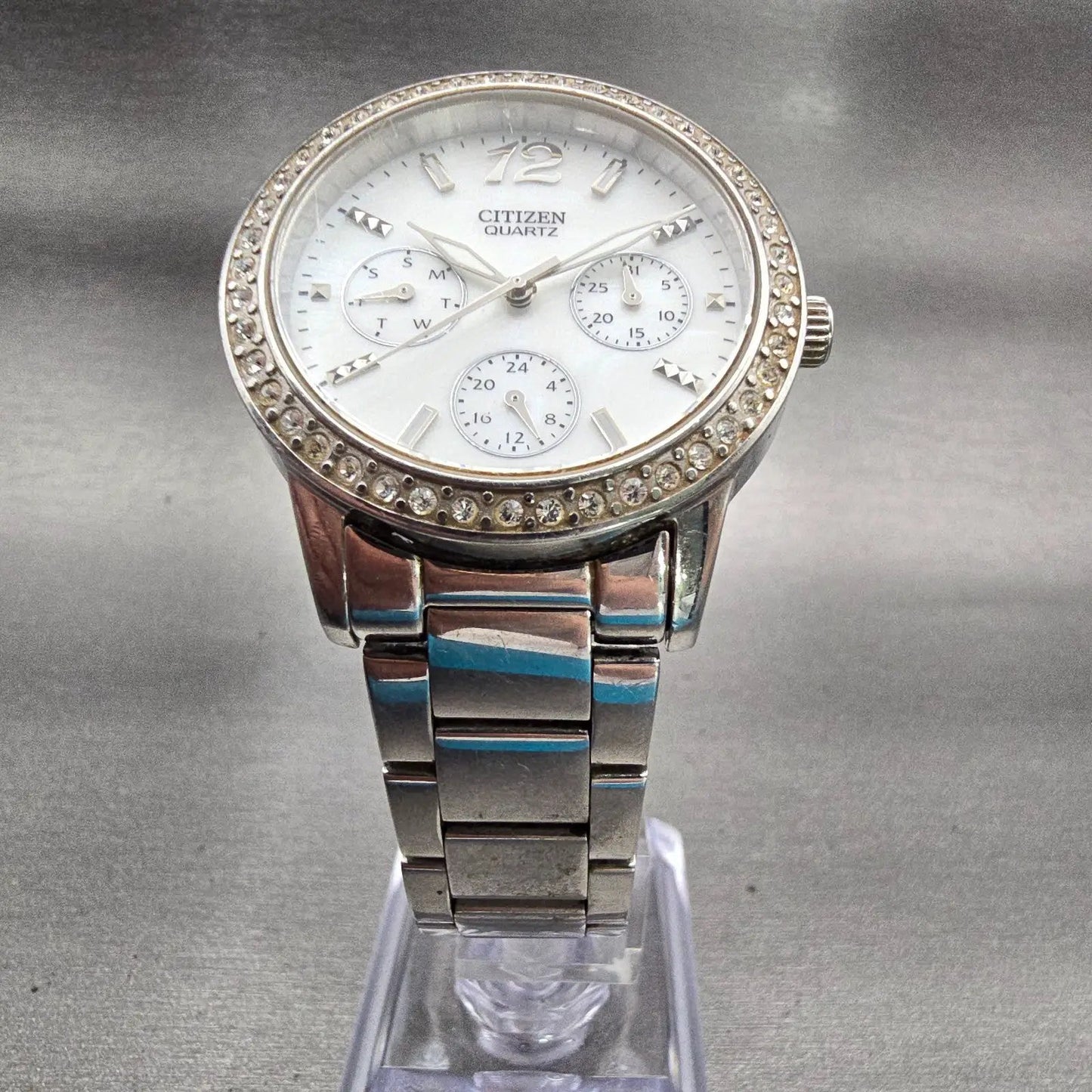 Citizen Watch Women 35mm MOP Dial Silver Tone Gemmed 6329-S081289 New Battery5