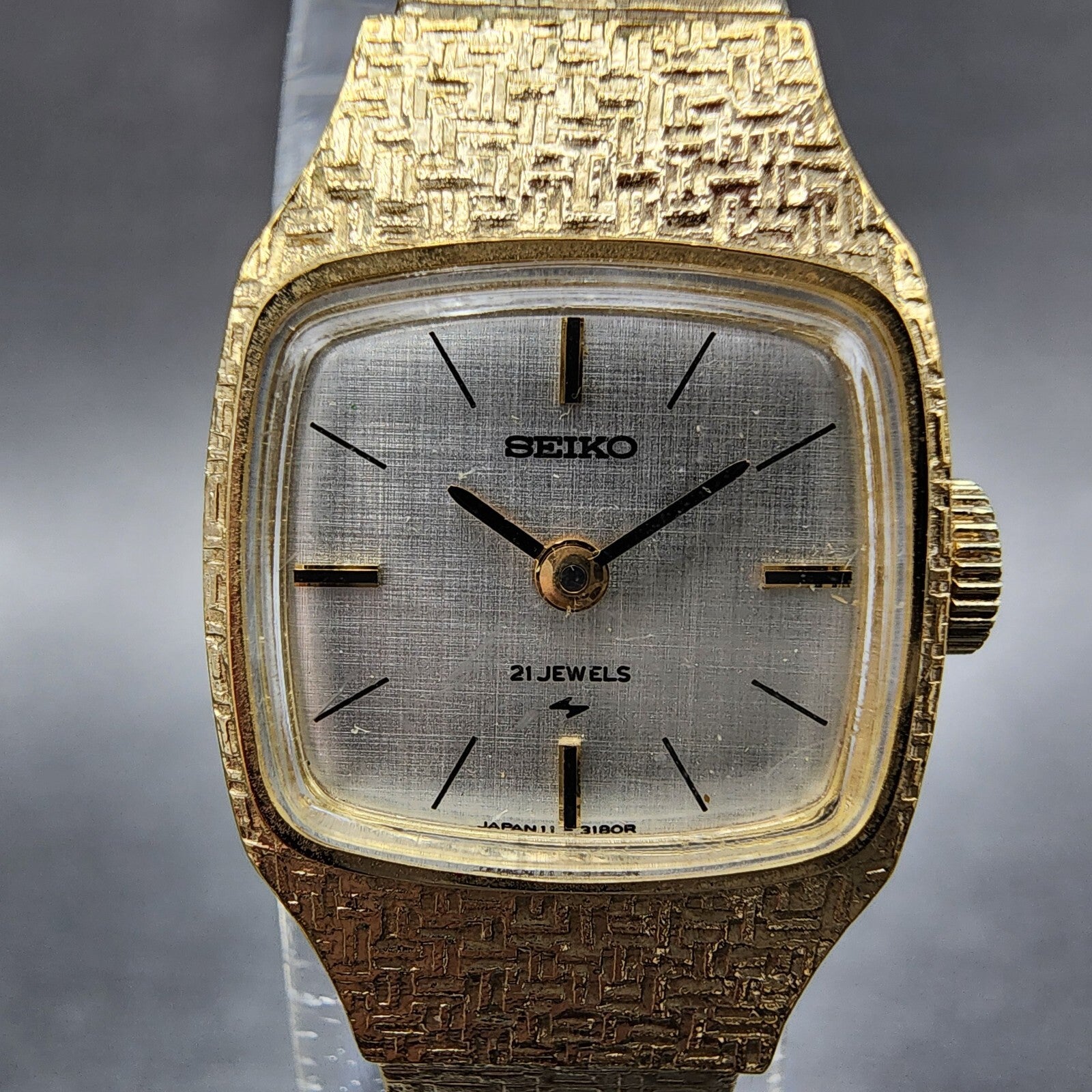 Seiko Watch Women 17mm Gold Dial Gold Gold Rectangle Manual Wind Runs 1138501